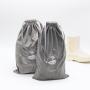Custom Embroidery Logo Velvet Drawstring Dust Cloth Shoe Bag Large Gray Velvet Gift Shopping Bag For Shoe