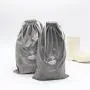 Custom Embroidery Logo Velvet Drawstring Dust Cloth Shoe Bag Large Gray Velvet Gift Shopping Bag For Shoe