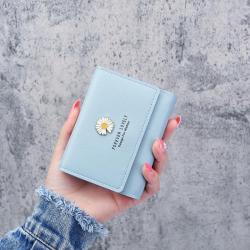 New Women's Wallet Korean version of the daisy short small tri-fold handmade money clip multi-card space card bag coin purse