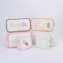 Keymay Custom Personalized Embroidery Letter Cosmetic Bag Travel Organizer Zipper Pouch Canvas Makeup Bag