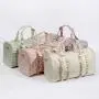 Keymay RTS Stock Cute Multicolor Large Capacity Ruffle Gingham Bag Travel Bag Folding Airplane Bag Ruffle Weekender for Women