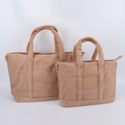 Keymay High Quality Medium Large Bride Carry on Bag Birthday Gift Soft Sherp Faux Fur Tote Plush Travel Bag Teddy Tote Bag