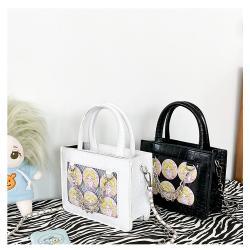 Custom PVC Transparent Window Women's Bag PU Tote Bag Zipper Single Shoulder Portable Niche Design Plus Logo