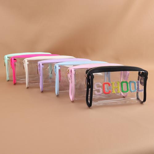 Keymay Popular RTS Stock Personalized Gift Candy Color Cute Girls Waterproof Makeup Bags Clear Pencil Case Transparent PVC Bags