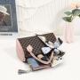 2024 Ladies Printed Handbag PU Small round Bag with Silk Scarf Chain Fashionable Shoulder Crossbody Bag