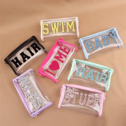 keymay 2024 Fashion Waterproof PVC Zipper Pouch Custom Logo Transparent Toiletry Makeup Bag Clear Cosmetic Bag