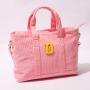 Keymay Custom Large Size Portable Corduroy Organizer  Pink Shopping Bag Beach Tote Bag Women Hand Bags