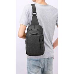 HR408 New Shoulder Waterproof Casual Men's Bag Crossbody Outdoor Cycling Chest Bag Durable Daily Chest Earphone Hole Bag