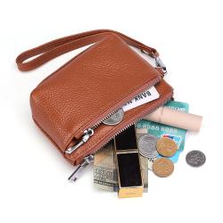 Hand Held Small Wallet With Multiple Card Slots Keychain Coin Coin Bag For Women Genuine leather with lychee pattern