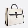 Wholesale Fashion Contrast Color Pu Leather Ladies Canvas Handbags Oem Odm Big Wooden Handle Printed Handbag for Women