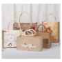 ZR892 ECO Laminated Jute Canvas Bag Burlap Reusable Linen Beach Bag Hessian Shopping Tote Bags Custom Logo Advertising Gift
