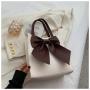 New Fashion Designer Woman Handbag Custom Pu Leather Contrasting Color Bag Bow Single Shoulder Square Underarm Bag