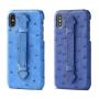 Custom Logo Multiple Color Genuine Ostrich Skin Leather Mobile Phone Case  Cover for iPhone With Handle