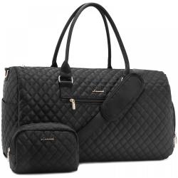 LOVEVOOK 2pcs Weekender Overnight Holdall Gym Duffel Luggage Bag with Toiletry Pouch & Shoe Compartment Travel Duffle Bag Unisex