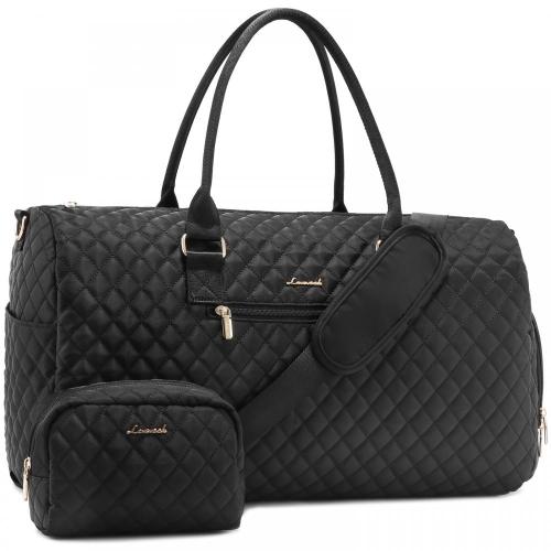 LOVEVOOK 2pcs Weekender Overnight Holdall Gym Duffel Luggage Bag with Toiletry Pouch & Shoe Compartment Travel Duffle Bag Unisex