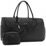 LOVEVOOK 2pcs Weekender Overnight Holdall Gym Duffel Luggage Bag with Toiletry Pouch & Shoe Compartment Travel Duffle Bag Unisex