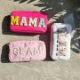 Customization Makeup Chenille GLAM Purses Pearl Letter Patch Sewn Wedding Gift Toiletry Cosmetic Bags Nylon Travel Pouch