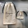 Custom Logo Embroidery Cotton Dust Bag with Linen Structure Recyclable Drawstring Pouch for Jewelry Packaging