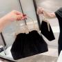 Vintage women's velvet clutch bag evening bags black dress party evening clip bag with metal handle handbag wholesale