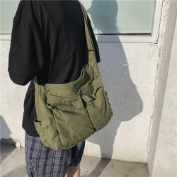 ZX074 Canvas Messenger Crossbody Shoulder Bag Hobo Bag with Multiple Pockets One Shoulder Bags Crossbody Zipper Purse For Women