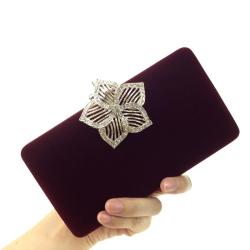 Wholesale five leaf flower decoration velvet evening bag wedding party bags women chains shoulder bag for young ladies