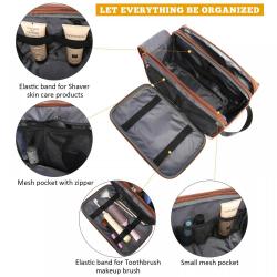 Lovevook 2022 Wash Bag with Wet Dry Compartment PU Vegan Leather Men's Cosmetic Bag Multifunction Large Men Travel Toiletry Bag