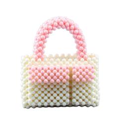 New Style 2024 Acrylic resin beads Colorful Small zipper Square Handmade Pearl Tote Bag Fashion Women Mini Beaded Handbags