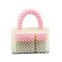 New Style 2024 Acrylic resin beads Colorful Small zipper Square Handmade Pearl Tote Bag Fashion Women Mini Beaded Handbags