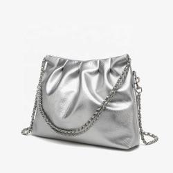 Large capacity soft leather tote bags fashion silver handbag sling bag luxury handbags for women