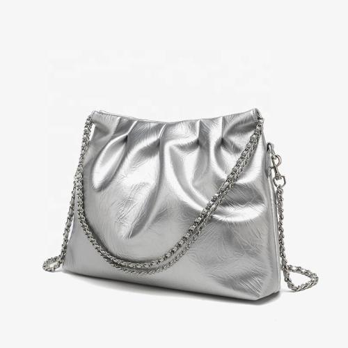 Large capacity soft leather tote bags fashion silver handbag sling bag luxury handbags for women