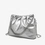 Large capacity soft leather tote bags fashion silver handbag sling bag luxury handbags for women