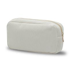Custom Design Fashion Corduroy Striped Cosmetic Bag Zipper Pouch Multicolor Ladies Corduroy Makeup Bag Travel