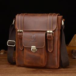 XL291 Multi-layer Large Capacity Messenger Bag Wear-resistant Durable Bag First Layer Cowhide Genuine Leather Men's Shoulder Bag