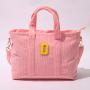 Durable High Quality Portable Custom Zipper Pouch Large Capacity Women's Tote Bags Pink Corduroy Tote Bag