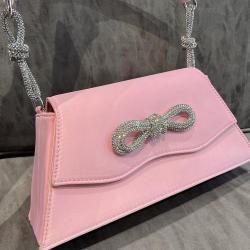 2024 Custom Crystal Bowknot Silk Shoulder Underarm Bag For Ladies Women Design