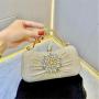 Wholesale banquet dress bags ladies banquet bag handbag rhinestone handle bridal wrinkle flower evening bags for women
