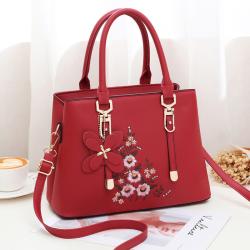 New Style Fashion Woman's Handbag High Capacity Embroider One Shoulder Bag Soft Leather Simple Middle Age Borsa Mother's Bag