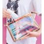 Wholesale Custom Waterproof Glitter Makeup Storage Bags Transparent Reusable Recycle Large Capacity PU Cosmetic Bag