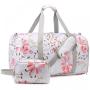 2022 2pcs waterproof Travel Duffel Bags for Women Gym Travel Tote Bag with Shoe Compartment Large Floral Carry on Weekender Bags
