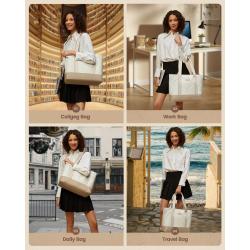 LOVEVOOK Stylish Lightweight 15.6 In Large Canvas Work Tote Laptop Teacher Bag Business Shoulder Bag Travel Tote Bags for Women