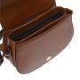 2024 Custom Brown Smooth Pu Leather Ladies Cross Body Purse Bag Round Saddle Flap Small Women Shoulder Bag