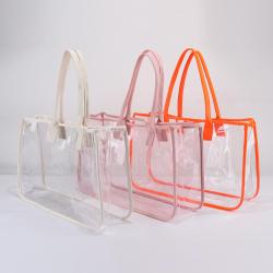 New Fashion Multi Colors Custom Design Tote Handbags Bags Outdoor Travel Summer Beach Waterproof Ladies Large Clear PVC Handbag