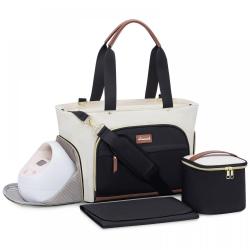 LOVEVOOK Factory Wholesale 3pcs high quality multi function baby diaper tote bag travel portable nappy mommy bag with cooler bag