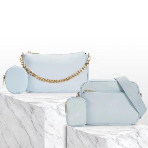 Custom Factory Luxury Quality Nylon Womens Shoulder Bags With Woven Strap Double Pouch Bag Custom Logo Ladies Crossbody Bags