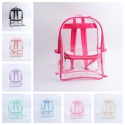 Keymay No Moq 8 Colors Stock Waterproof Anti-Wrinkle Nylon Pvc School Bags Girls Clear Backpack School Bag Transparent Backpack