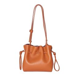 Custom Full Stamped Logo Pu Vegan Leather Shoulder Bag Women's Bucket Bags OEM ODM Factory Price Lady Sling Bags