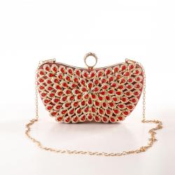 Custom wholesale women's purse night hand wrapped gold chain light floral rhinestone custom craft logo style pattern for ladies
