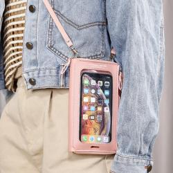 2024 touch screen mobile phone bag anti-theft shoulder crossbody bags transparent mini small wallets cell phone bag