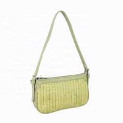 Guangzhou factory elegant armpit sling handbags bohemian straw bag light green shoulder bags for ladies