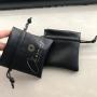 Trendy Soft Black Faux Drawstring Pouch For Earring